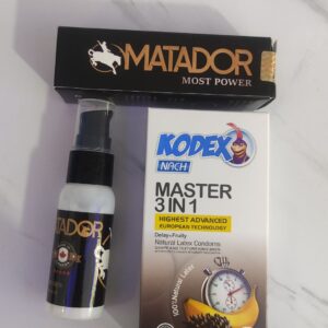 پکیج کرم تاخیری گلد ماتادور + کاندوم کدکس Master 3 In 1 بسته 12 عددی با رایحه میوه
